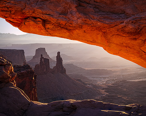 Mesa Arch and Washer Woman Arch at Sunrise, Canyonlands National Park, Utah, Landscape Photograph by Dean M. Chriss