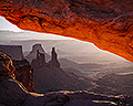 Mesa Arch and Washer Woman Arch, Sunrise, Canyonlands National Park, Utah