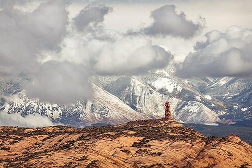 Spire, Mountains, and Clouds, Landscape Photograph by Dean M. Chriss